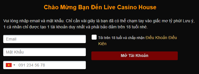 Đăng ký Live Casino House